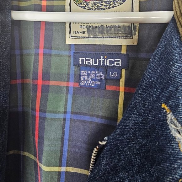 Vintage Y2K Nautica Barn Field Denim Corduroy Full Zip Plaid Liner Coat Sz L - Picture 7 of 16